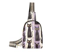 Alla moda Tribal Style Black Cats Purple Stripe cross body borse moda piccola borsa a tracolla per escursionismo