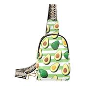 Alla moda verde bianco a righe Avocado Fruit crossbody fanny pack leggero piccola borsa a tracolla per il viaggio, Frutto di avocado a strisce bianche verdi