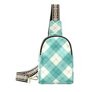 Alla moda verde e bianco reticolo crossbody fanny pack robusto cuoio crossbody fanny pack per il viaggio, Reticolo verde e bianco