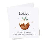 allaboutthebump Biglietto di auguri di Natale per papà da Little Pudding Baby Child Figlia Figlio, bianco moderno, 15 x 15 cm, biglietto di auguri di alta qualità, realizzato a mano, con busta