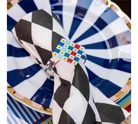 Allaccia tovaglioli ROMBO in cristallo acrilico trasparente con base stampata set da 6 pz 4x4xh5,5 cm decoro FOULARD Multicolor multicolor