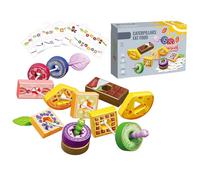 Allacciatura Perline, Giocattolo Montessori Doppio Gioco con 12 Perline, Abilità motorie e Apprendimento dei Colori Giochi da infilare per Bambini Piccoli, Cibo - Giocattoli per Motricità Fine per