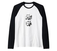 Allah Musulmano e profeta Maometto Nome Script Arabo Islam Maglia con Maniche Raglan