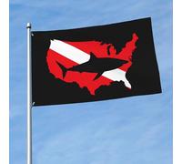 All'Aperto Bandiera Da Esterno Usa Map Shark Scuba Dive Bandiera Da Cortile Outdoor Bandiera Da Giardino Per Feste, La Fattoria All'Aperto, Decorazione Domestica, 3X5 Ft