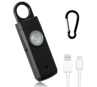 Allarme anti-aggressione 130 dB, anti-aggressione ricaricabile di sicurezza di emergenza, portachiavi allarme con luci LED, ricarica USB tipo C, kit di sicurezza portatile (nero)