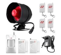 Allarme casa per interni ed esterni, resistente alle intemperie, sirena da 115 dB con sensore di finestra, rilevatore di movimento e allarme telecomando, per casa, appartamento, garage, negozio