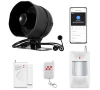 Allarme Casa WIFI, Sistema di allarme Kit da 120 dB con sensore di movimento, sensore per porte e finestre e Telecomando, Antifurto Sistema di Allarme per capannoni, camper, garage(Nero)