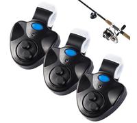 Allarme di morso di pesca da 3 pezzi, allarme di pesca elettronico con clip a LED, accessori girevoli con luce e suono per appassionati di attività all'aperto, strumenti, allarmi per canne