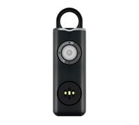 Allarme di sicurezza personale leggero ricaricabile con forte suono da 130 dB e lampeggiante SOS (nero)