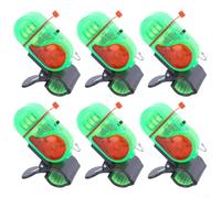 Allarme elettrico per pesca, 6 pezzi, indicatore di abboccata con luce LED e segnale acustico da 80 dB in ABS e acciaio inossidabile, per pescatori all'aperto (plastica verde)