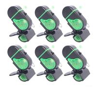 Allarme elettrico per pesca, confezione da 6 con luce LED e suono, indicatore di morso da 80 dB per canna, doppio flash verde e singolo flash nero, ABS e acciaio inossidabile, compatibile con la