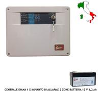 Allarme Impianto Centrale Diana 2 Zone Batteria 1,2 Ah Espandib. Xantia e Sirena
