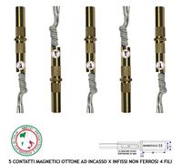 Allarme Infissi Non Ferrosi 5 Pezzi Sensore Magnetico Ottone a Chiodo da Incasso