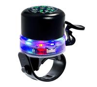 Allarme per manubrio ricaricabile con luce e bussola, morsetto rapido per biciclette di quartiere e ciclismo al parco, avvisatore per bici ricaricabile, unità manubrio con bussola e luce superiore USB