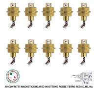 Allarme Porta 10 Pz. Contatti Magnetici Ottone Incasso Rileva Posizione Cancello