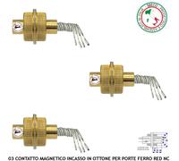 Allarme Porte Corrazzate 3 Contatti Magnetici Ottone da Incasso x Cancelli Ferro