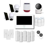 Allarme Prestige Plus, Centrale AM302 7", contattori porta, rilevatori di movimento, rilevatore di vibrazione, sirena solare, telecamere solari & telecamera interna