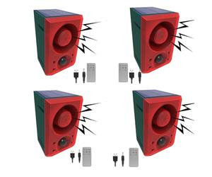 Allarme sensore di movimento solare da esterno - Cane che abbaia e sparo, generatore di rumore forte da 130 dB, 3 modalità di lavoro con luce stroboscopica USB, dì addio agli intrusi Confezione da 4