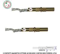 Allarme Sensore Magnetico a Chiodo Ottone 2 Pezzi da Incasso Infissi Non Ferrosi