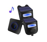 Allarme solare senza fili per vialetto esterno, resistente alle intemperie, rilevatore di movimento, campanello per porta, sistema di allarme di sicurezza fai da te (2 sensori e 1 campanello)