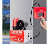 Allarme sonoro e luminoso antincendio wireless con 3 pulsanti di collegamento, distanza di trasmissione del segnale 25-100 M, disponibile in caso di interruzione di corrente, sirena da 120 dB