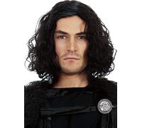 ALLAURA GoT - Parrucca da uomo con capelli corti e ricci, per cosplay di Jon Snow Game of Thrones, colore: nero