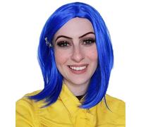 ALLAURA Parrucca blu Bob Coraline da donna ñ Cosplay con clip per capelli libellula, adatta a tutti, compatibile con parrucca blu coraline