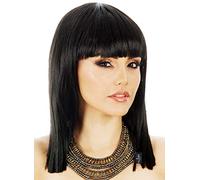 ALLAURA Parrucca nera Cleopatra parrucca lunga a caschetto nero - Bob nero dritto con frangia - Parrucca egiziana per adulti