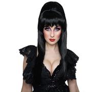ALLAURA Parrucca nera mistress of the Dark con alveare nero per streghe, vampiri e regine di Halloween