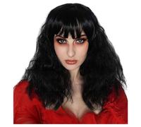 ALLAURA Parrucche Beetle Bride Black Bob parrucca ñ Lydia ondulata con frangia per cosplay gotico strega