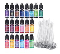 ALLAVA 20 candele di colore con 100 stoppini per candele, colori per candele, cera per candele, cera di soia, cera d'api, cera di paraffina, cera gel - 10 ml
