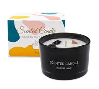 ALLAVA Candele profumate in vetro, candela profumata mandarino, colore nero, candela profumata con pietra di cristallo, candela di cera di soia naturale fatta a mano, fino a 20 ore di durata