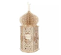 Allayu Elegante lanterna di legno per Eid, facile da montare, lanterna cava di legno di lunga durata, Ramadan, cava di, Ramadan Kareem, B, 24 * 10 * 10 cm