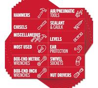 Allayu Etichette magnetiche per l'organizzazione della cassetta degli attrezzi, confezione da 80, esecuzione efficiente e sicura all'interno dello spazio generale della cassetta, rosso