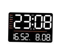 Allayu Orologio da parete digitale con ampio display, timer, telecomando, settimana, ora legale, sveglia moderna con luminosità regolabile, umidità e temperatura, orologio da parete digitale con ampio