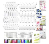 Allazone 106 Pz Dischi Acrilici a Cerchio Trasparente, 8 Forma Acrilico Rotondo Portachiavi Vuot, Portachiavi, Mini Nappe, Catenina a Sfera e Adesivo per Progetti e Artigianato Fai Da Te