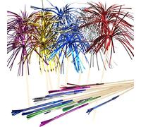 Allazone 120 Pz Fuochi D'artificio Cocktail Decorativi, 23CM Fuochi D'artificio Cake Topper Cocktail Bevande Feste Decorazione per La Decorazione Di Torte, Forniture per Feste, Decorazioni Natalizie