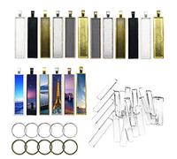 Allazone 18 Pz Rettangolo Ciondolo Vassoi Pendenti Metallo DIY Craft Gioielli e 10 Pz Ciondoli er Foto Gioielli Ciondolo Vetro Artigianali Fai da Te