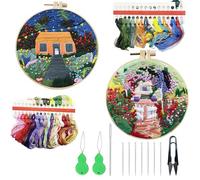 Allazone 2 Pz Ricamo Starter Kit, Kit per Ricamo con Motivo e Istruzioni, Ricamo Starter Kit Set, Set da Ricamo per Principianti, Adulti e Bambini, Per Fai Da Te, Artigianato (Giardino)