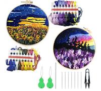 Allazone 2 Pz Ricamo Starter Kit, Kit per Ricamo con Motivo e Istruzioni, Ricamo Starter Kit Set, Set da Ricamo per Principianti, Adulti e Bambini, Per Fai Da Te, Artigianato (Tramonto)