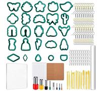 Allazone 219 stampi per biscotti in argilla polimerica con rullo in argilla acrilica, ganci per la creazione di gioielli in argilla polimerica, verde