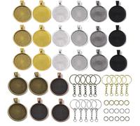 Allazone 24 Pz Rotondo Ciondolo Vassoi Pendenti Metallo DIY Craft Gioielli, Vetro Coppette in Vetro Cabochon Cameo and 15 Pz Ciondoli er Foto Gioielli Ciondolo Vetro Artigianali Fai da Te