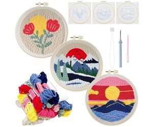Allazone 3 Pz Punch Needle Kit Completo per Ricamo, Ricamo Starter Kit con Motivo de Alba e Lstruzioni, Set da Ricamo per Principianti e Adulti