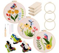 Allazone 3 Pz Punch Needle Kit, Ricamo Starter Kit, Kit per Ricamo con Motivo e Istruzioni, Set da Ricamo per Principianti, Adulti e Bambini, per Fai Da Te, Artigianato (Farfalla, Libellula, Uccello)