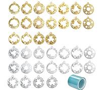 Allazone 37 Pz Telaio Ciondoli Fiori Gatti Farfalle Lunetta 9 Stile Ciondoli con Collana per Colata di Resina, Orecchini per Collane Che Fanno Forniture