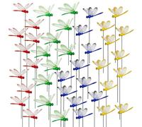 Allazone 40 Pz Pali da Giardino con Libellule da Giardino, Farfalle da Libellula Giardino, Libellule Decorative da Giardino per Decorazione Giardino Esterno