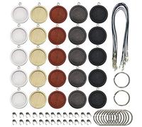 Allazone 45 Pz Legna Ciondolo Vassoi Pendenti, 25 MM 5 Colore Pendenti Vasso, Corda in Cera Nera e Fibbia Pendente per Artigianato Fai Da Te Gioielli Regalo