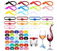 Allazone 54 Pz Marcatori per Bicchieri da Vino in Silicone Pennarelli Marcatore Pennarelli per Bevande, 3 Stile Segnabicchieri in Silicone per Feste per Vetro Tazza Champagne Cocktail Bottiglia