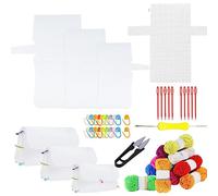 Allazone 58 Pz Panno Punto Croce Bianco Panno Ricamo en Plastica, Tessuto per Ricamo a Punto Croce per Progetti di Ricamo a Punto Croce, 12 Colori Filato e all'Uncinetto Artigianato Fai-da-Te