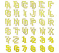 Allazone 72 Pz Toppe Termoadesive Lettere da A-Z en 0-9 Toppa Termoadesiva Toppe per Vestiti, Pantaloni, Cappelli, Borse, Giallo